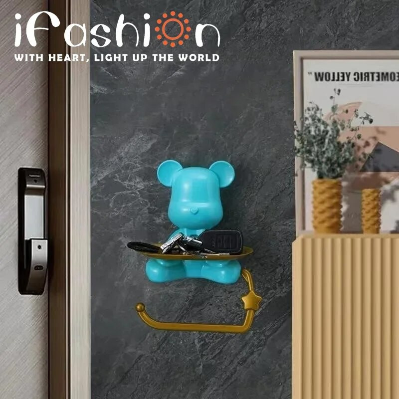 Sidabrinis animacinis meškiuko pakabukas Kūrybiškas dekoravimas Vonios rankšluosčių kabykla Svetainės laikymo dėžutė be skylių Montavimas