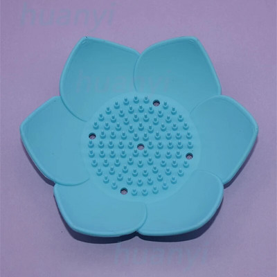 1 db szilikon szappandoboz Lotus Shape csúszásmentes hordozható tartó Vízleeresztő szilárd színű leeresztő szappantartó fürdőszobai kiegészítők