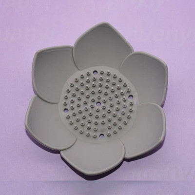 1 db szilikon szappandoboz Lotus Shape csúszásmentes hordozható tartó Vízleeresztő szilárd színű leeresztő szappantartó fürdőszobai kiegészítők