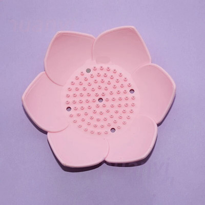 1 db szilikon szappandoboz Lotus Shape csúszásmentes hordozható tartó Vízleeresztő szilárd színű leeresztő szappantartó fürdőszobai kiegészítők