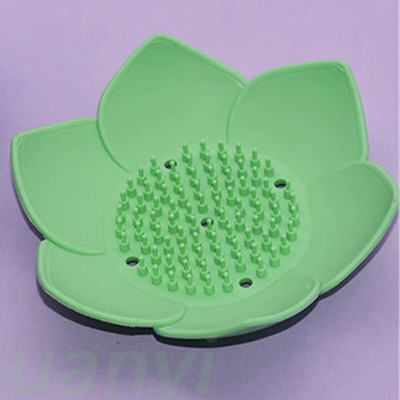 1 db szilikon szappandoboz Lotus Shape csúszásmentes hordozható tartó Vízleeresztő szilárd színű leeresztő szappantartó fürdőszobai kiegészítők