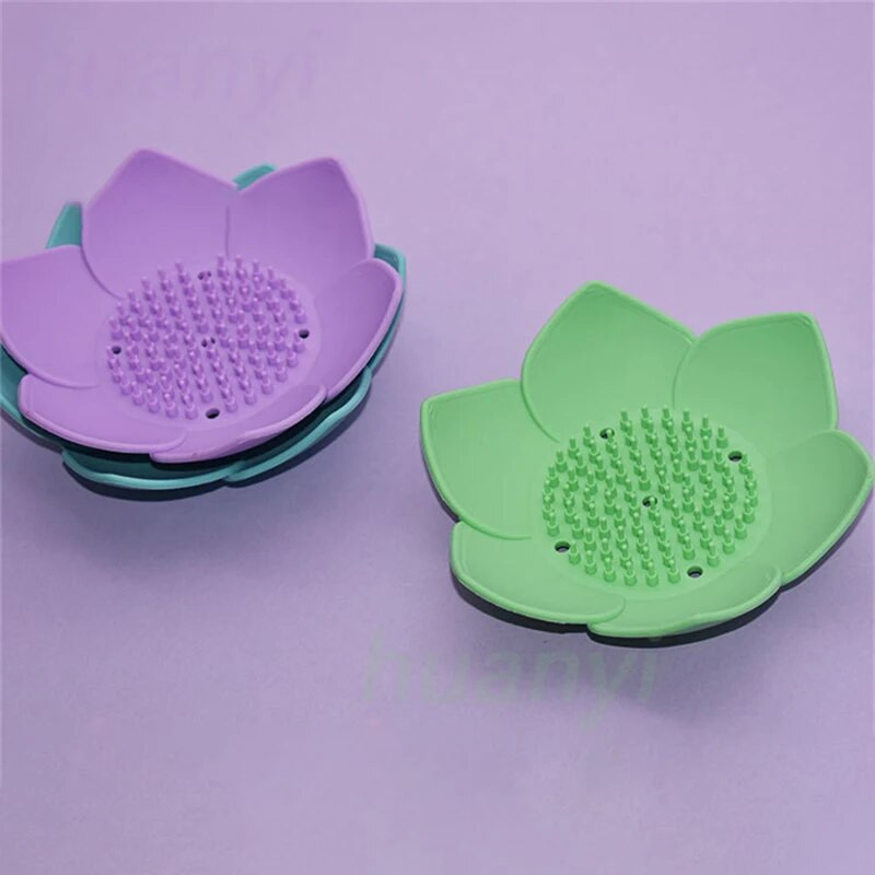 Silikonska kutija za sapun u obliku lotosa Neklizajući prijenosni držač za odvod vode Jednobojna posuda za sapun za odvod vode Kupaonski pribor