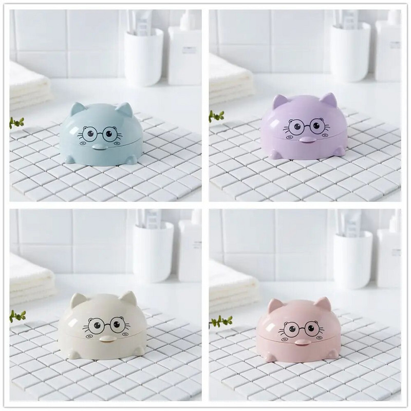 1PC Nova mačja posuda za sapun s crtanim filmovima s poklopcem, prijenosna slatka kutija za sapun za tuširanje, tanjur za pohranu, držač za pladanj, torbica, kupaonski dodaci