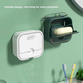 Творческа кутия за сапун, монтирана на стена, с преносими решетки за оттичане на сапун, самозалепваща се поставка за сапун, аксесоари за баня