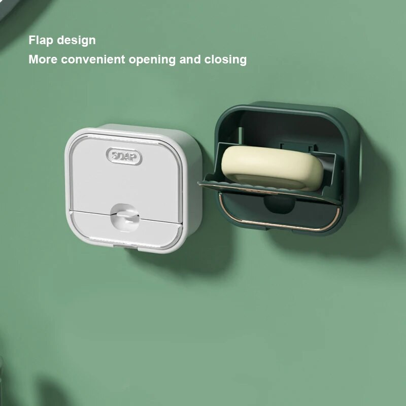 Kūrybiška sieninė muilo dėžutė su atverčiamomis nešiojamomis grotelėmis Muilo nutekėjimo stovas Lipnus muilo laikiklis Vonios kambario priedai