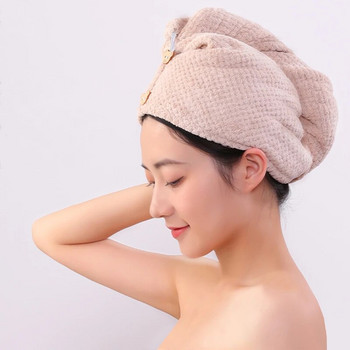 Шапка за суха коса Дамска шапка за душ Бързосъхнеща Силна абсорбция на вода Удебелена домашна чанта Коса Суха кърпа за коса