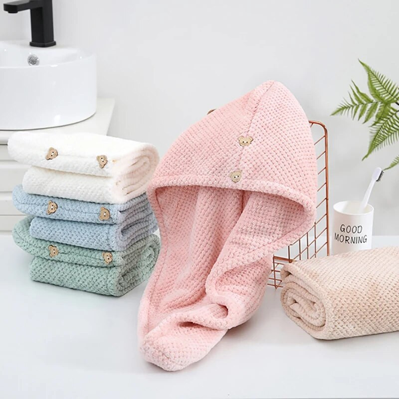 Sausų plaukų kepuraitė Moteriška dušo kepurė Greitai džiūstanti, stipriai sugerianti vandenį, sutirštinta namų maišelis plaukams sausiems plaukams rankšluostis