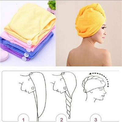 Elegantne praktiline moe stiil kuum müük 1 tk mikrokiust vannitav kiirkuivatav juuksemaagiline turbani rätikuga mütsikate