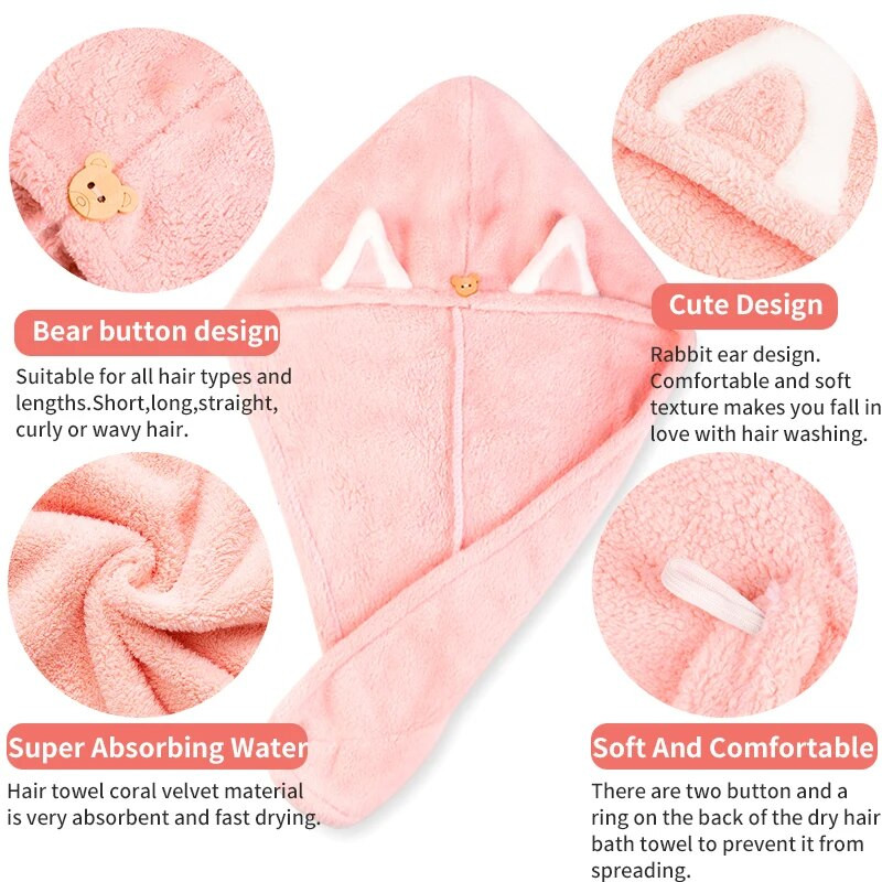 Itin sugeriantis greitai džiūstantis plaukų rankšluostis, mikropluošto po dušo plaukų džiovinimo įklotas Moteriškas vaikų rankšluostis greitai džiūstantis plaukų rankšluostis