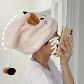 Nou drăguț pisică pisoi copii turban de păr cu uscare rapidă baie uscare păr prosop înfășurare pălărie șapcă instrument de baie model urechi de pisică cu glugă