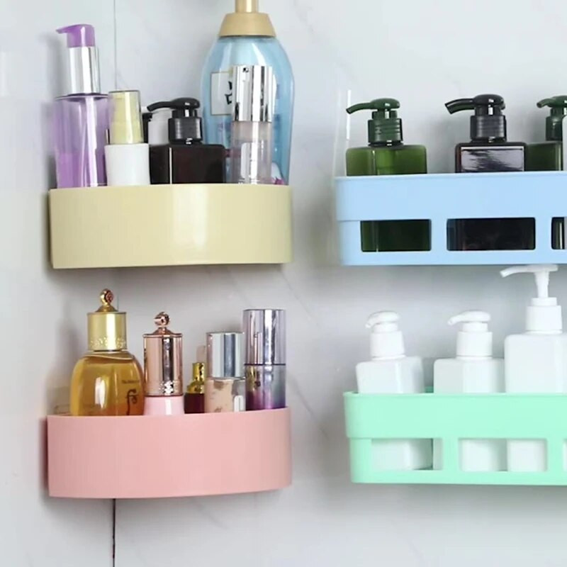 Zidna kupaonska polica Organizator Višenamjenska polica Kutna polica na kopču Plastična drenažna polica Tuš Stalak za odlaganje