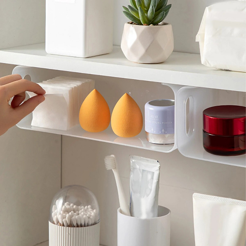 WORTHBUY daugiafunkcinė kosmetikos laikymo lentyna, montuojama ant sienos, nemokama tualetas Vonios spintelė Makiažo šepetėlio laikymo lentyna