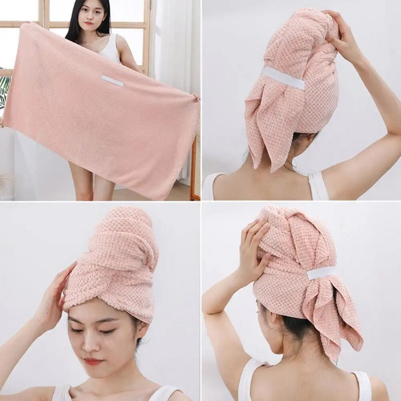 Suaugusiųjų plaukų rankšluostis plaukų džiovinimo rankšluostis Super minkštas papildomas plaukų rankšluosčių įvyniojimas, puikiai sugeriantis, greitai džiūstantis elastingas, lengvai džiūstantis