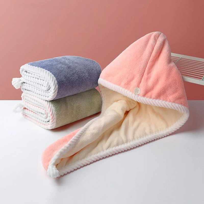 Sutirštintas greitai džiūstantis plaukų rankšluostis moterims plaukų džiovinimo kepuraitė kepuraitė vonios kepurė Mikropluošto kietas rankšluosčių dangtelis turbanas plaukų džiovintuvas