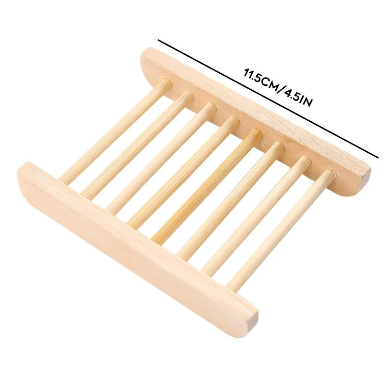 4 bambukinių muilo indų rinkinys Paprasto dizaino muilo laikiklis su įpjovomis nusausinamas muilo padėklas vonios kambario virtuvei GRSA889