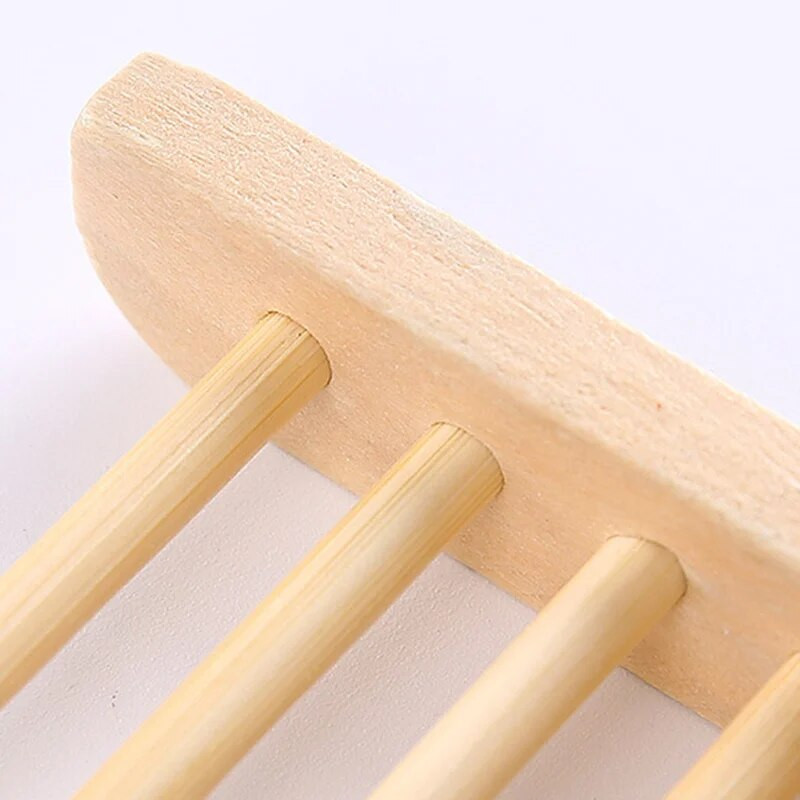 4 bambukinių muilo indų rinkinys Paprasto dizaino muilo laikiklis su įpjovomis nusausinamas muilo padėklas vonios kambario virtuvei GRSA889