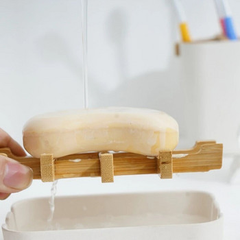 Θήκη σαπουνιού ντους Bamboo Fiber Κουτί αποστράγγισης Ράφι αποθήκευσης κουζίνας Προμήθειες θήκης σαπουνιού μπάνιου Φορητό κουτί σαπουνιού μπάρας Δοχείο Β