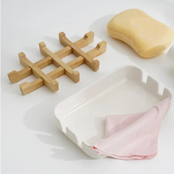 Държач за душ сапун от бамбукови влакна Кутия за отцеждане Кухненска стойка за съхранение Кутия за сапун за баня Консумативи Преносима кутия за сапун Контейнер B