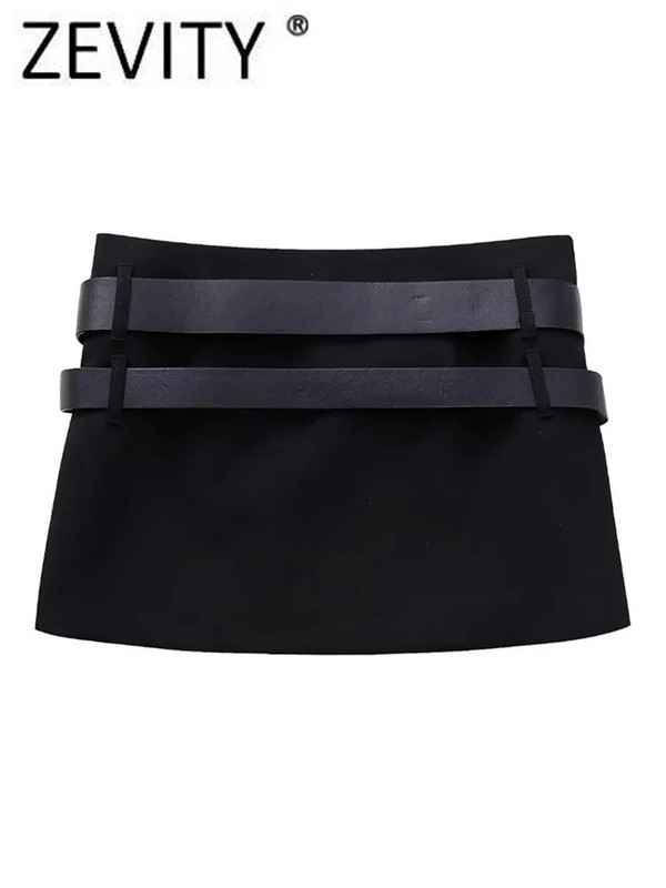 Zevity 2023. Ženska moda s dva remena Ležerna uska mini suknja Faldas Mujer Ženska šik majica s patentnim zatvaračem sa strane QUN5523