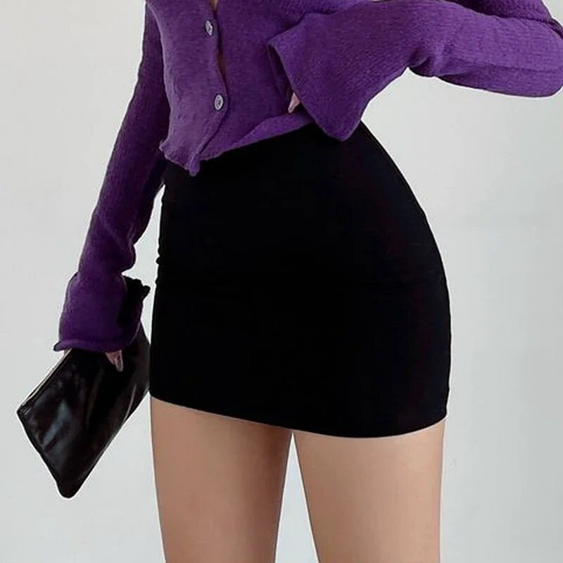 Mini fuste negre de vară, sexy, pentru femei, cu talie înaltă, slabe, scurte, pentru femei, haine în stil coreean, fustă micro bodycon, gri