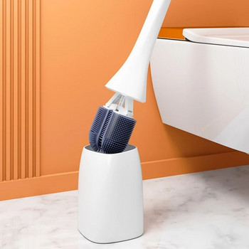 Отцеждаща се силиконова четка за тоалетна Стенна монтирана дълга дръжка Без задънени краища Силиконова четка за тоалетна Аксесоари за почистване на домашна баня