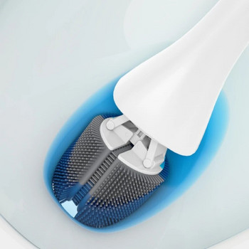 Отцеждаща се силиконова четка за тоалетна Стенна монтирана дълга дръжка Без задънени краища Силиконова четка за тоалетна Аксесоари за почистване на домашна баня