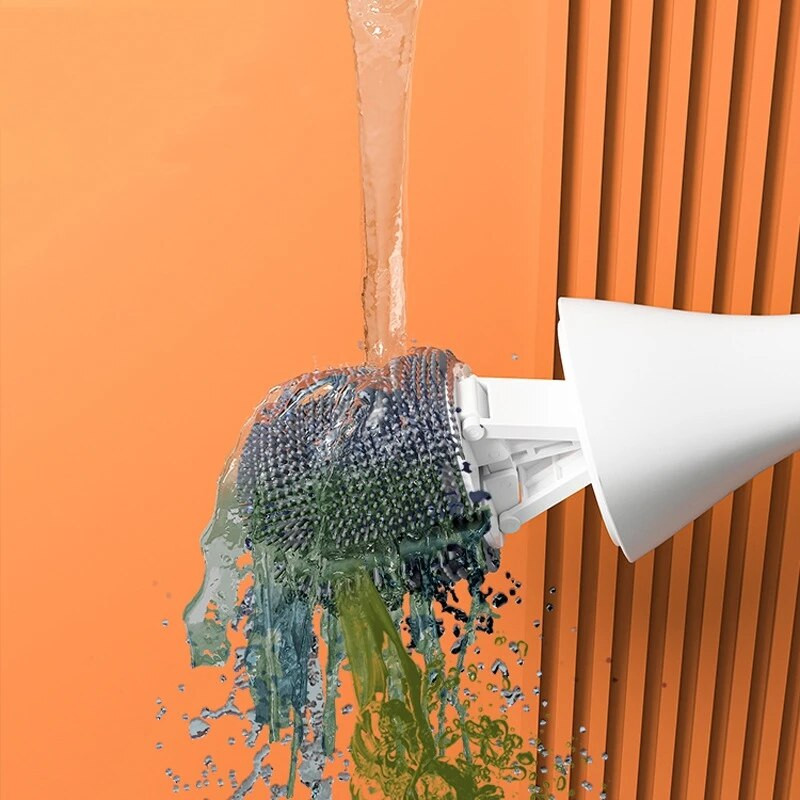 Nusausinamas silikoninis tualeto šepetys, montuojamas ant sienos, ilga rankena, be aklavietės, silikoninis tualeto šepetys namų vonios kambario valymo priedai