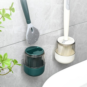 Тоалетна четка за дозиране на сапун с държач Силиконова четка за почистване с дълга дръжка Wc Четки за тоалетна Аксесоари за баня