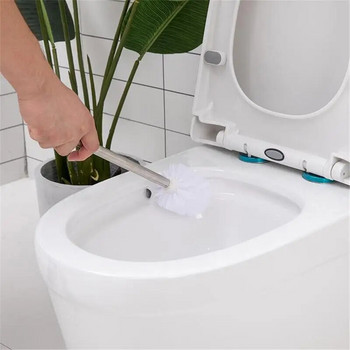 Пластмасова четка за тоалетна с дръжка от неръждаема стомана Меки влакна Инструменти за почистване на аксесоари за баня Комплекти Съдове за почистване на тоалетна