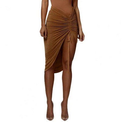 Clubwear Σέξι Γυναικείες Φούστες με θήκη με κορδόνια με κορδόνια Bodycon Φούστες Γυναικείες Ψηλές Σχιστές Ακανόνιστες Φούστες Shiring Ρούχα