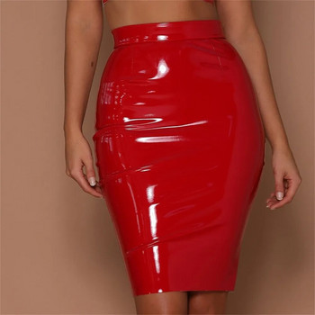 Latex Δερμάτινη μίνι φούστα Lady Office PVC Skinny Pencil φούστες Σέξι ψηλόμεσες φούστες Κοντές γυναίκες Bodycon Clubwear Custom