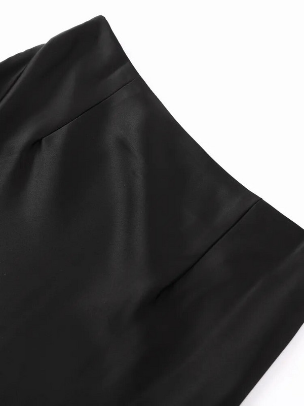 Fusta lungă neagră din satin la modă pentru femei Y2K primăvară cu talie înaltă pachet fuste pentru femei 2023 fustă lejeră nouă, îmbrăcăminte de stradă