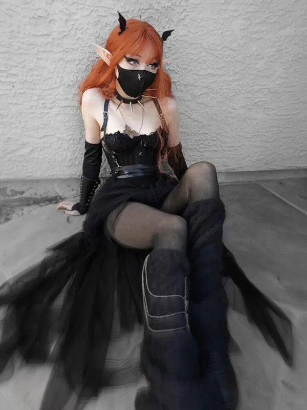AltGoth Harajuku Gotička mrežasta suknja Ženska Cyberpunk Y2k E-djevojačka Nepravilna suknja visokog struka Emo Alternativna Indie Klubska odjeća Ženska