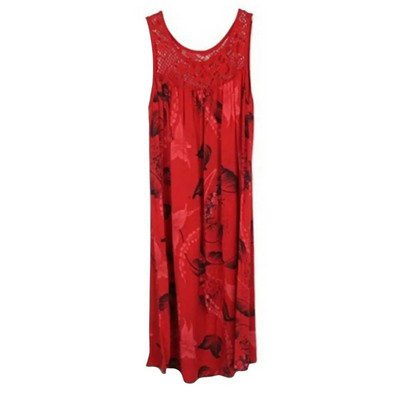 Rochie de vară de vară, elegantă, cu cusături din dantelă, cu decolteu O, fără mâneci