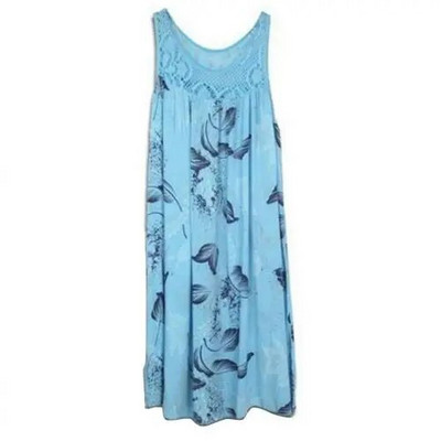 Rochie de vară de vară, elegantă, cu cusături din dantelă, cu decolteu O, fără mâneci