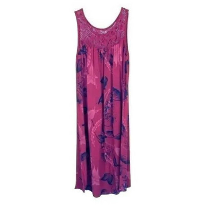 Rochie de vară de vară, elegantă, cu cusături din dantelă, cu decolteu O, fără mâneci