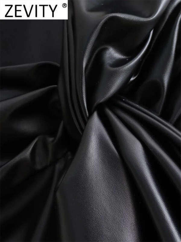 ZEVITY Nove ženske modne kratke suknje od PU kožne mini suknje s čvorovima dizajna s bočnim zatvaračem Ženske kratke hlače Chic Retro Pantalone Cortos QUN5870