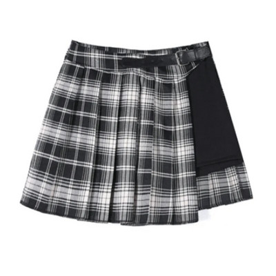 Crvene plisirane suknje Streatwear karirana suknja s kopčanjem sa strane, ženska ležerna mini suknja Raznovrsna ženska kratka suknja Modni tartan