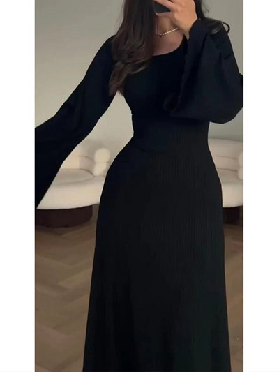 Vintage μακριά φορέματα Γυναικεία φθινοπωρινά μακρυμάνικα βραδινά φορέματα Γυναικείο κομψό μάξι φόρεμα επίδεσμο Γυναικείο στενό πάρτι Prom Vestidos