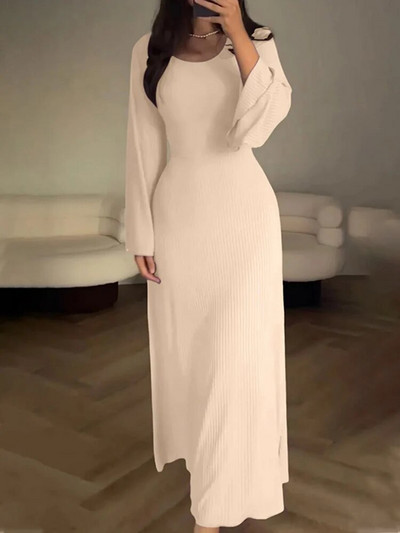 Vintage μακριά φορέματα Γυναικεία φθινοπωρινά μακρυμάνικα βραδινά φορέματα Γυναικείο κομψό μάξι φόρεμα επίδεσμο Γυναικείο στενό πάρτι Prom Vestidos