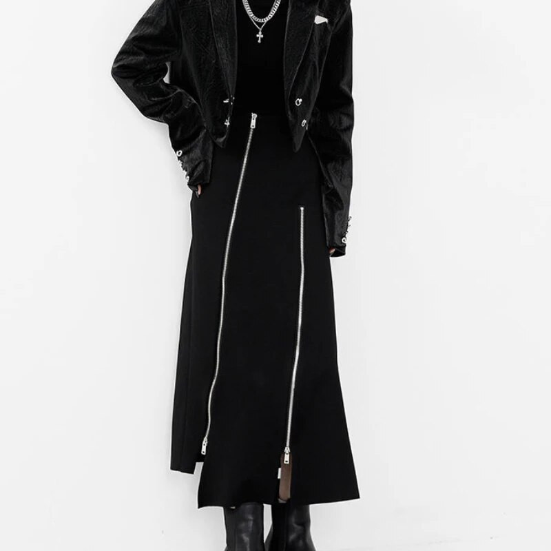 Asümmeetrilised naiste seelikud, mood Y2k Faldas Midi Disain, Korea stiilis naissoost Pure Empire Suvised tänavarõivad