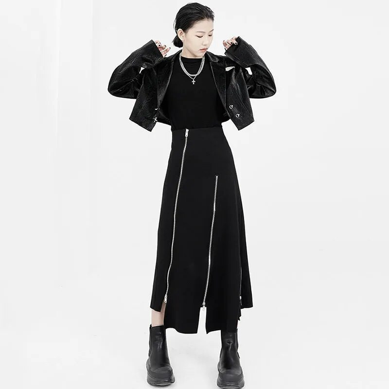 Asümmeetrilised naiste seelikud, mood Y2k Faldas Midi Disain, Korea stiilis naissoost Pure Empire Suvised tänavarõivad