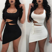 Rochie de petrecere la modă femei ipotenuză sexy scobită cu talie înaltă pachet sexy la șold rochii scurte mini rochie de club de seară