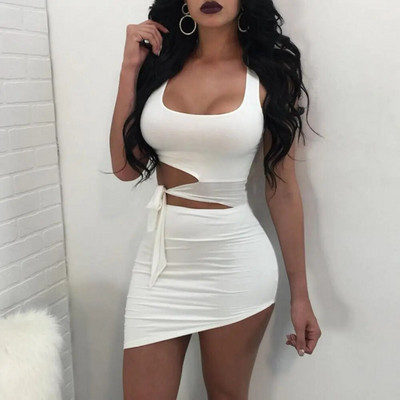 Rochie de petrecere la modă femei ipotenuză sexy scobită cu talie înaltă pachet sexy la șold rochii scurte mini rochie de club de seară