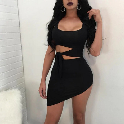 Rochie de petrecere la modă femei ipotenuză sexy scobită cu talie înaltă pachet sexy la șold rochii scurte mini rochie de club de seară