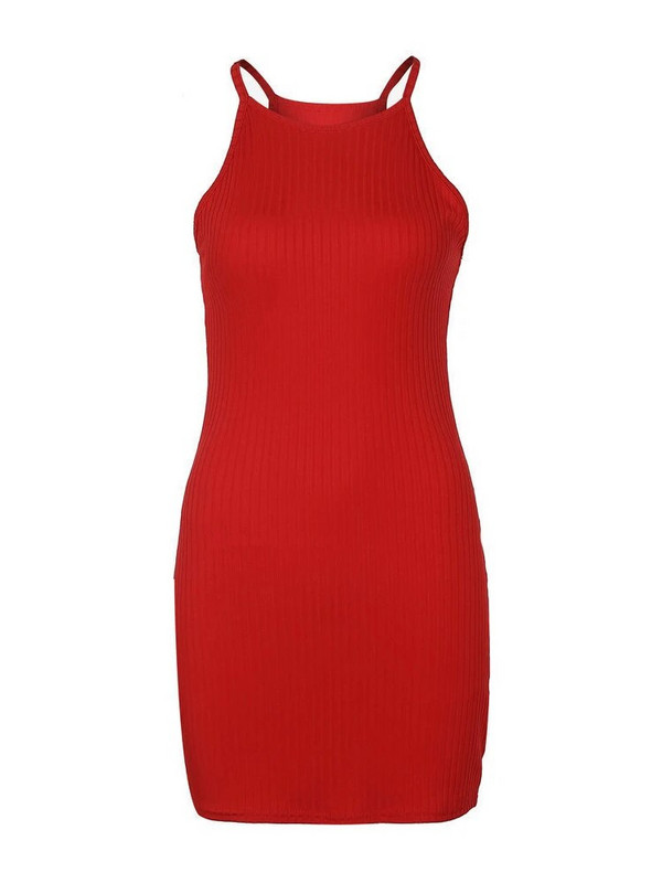 Seksi rebraste pruge bez leđa i rukava, ženska jednobojna, uska, elegantna haljina s halterima, klupski Vestidos