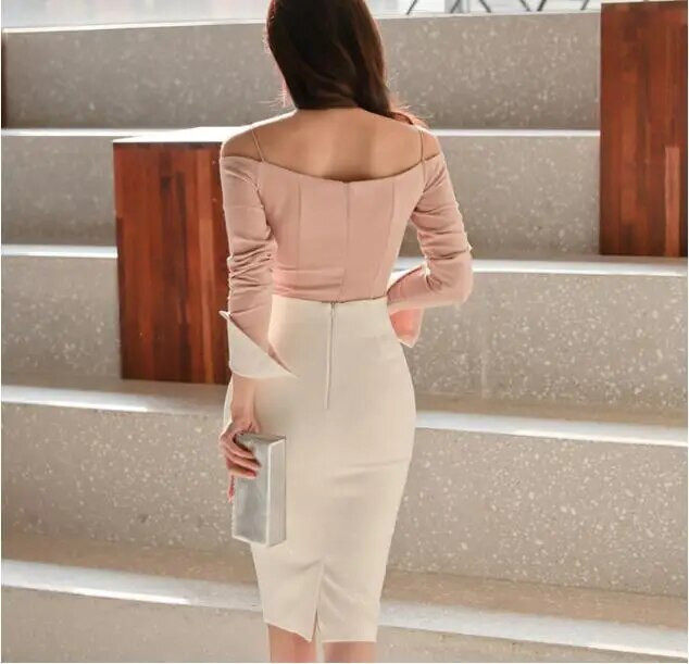 Tavaszi nyár magas derekú szoknya női OL hivatalos munkaruha női Mii vékony ceruza szoknya fehér