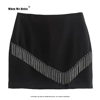 Prašmatnus solidus juodas TASSEL mini sijonai Fashion Split Sexy Pencil Sijonas moterims Faldas Mujer Streetwear naktiniai vakarėlių sijonai RS200