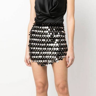 Seksīgi mirdzoši svārki ar vizuļiem, īsi svārki sievietēm ballītei ar augstu vidukli, sieviešu svārki ar gurniem, spīdīgi mirdzoši, 2024. gada pavasara jaunums