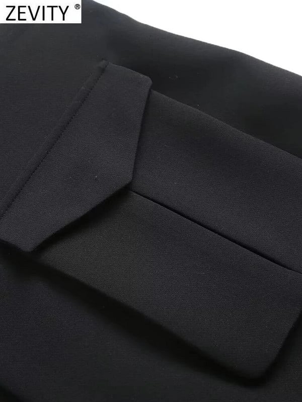 Zevity Moterų madinga kišenė su aukštu juosmeniu suvarstoma Asimetriškas mini sijonas Faldas Mujer moteriškas prašmatnus užtrauktukas Vestidos QUN3450